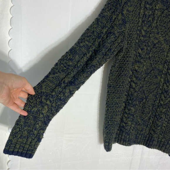 Far West Green & Navy Blue Cable Knit Crew Neck Pullover Sweater L - Picture 11 of 16